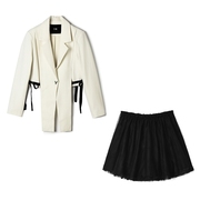 奥特莱斯品牌折扣，vp春装短款西装外套+高腰，短裤两件套装女