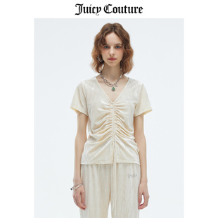 Juicy Couture橘滋T恤女2023夏季设计感小众天鹅绒短袖上衣