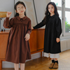 女童连衣裙秋装长袖2024中大童宽松小翻领娃娃衬衣裙韩版文艺裙子