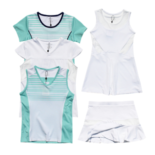 女童夏季网球服速干防走光短裙运动短袖t恤背心白色连衣裙