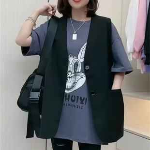 西服马甲女小西服2024春秋洋气，显瘦潮流时尚西装马夹外套洋气