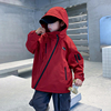 男童秋冬装工装派克棉服，2024中大儿童冬季加厚冲锋衣夹棉外套