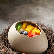 鸟窝鸡蛋陶瓷碗冷饮烧烤创意特色意境菜甜品，分子料理蒸蛋餐厅餐具