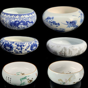 景德镇陶瓷茶洗单个中式青花家用大号水盂笔洗茶具配件洗茶杯器皿