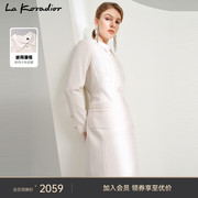La Koradior拉珂蒂白色长袖法式香风气质连衣裙女秋季