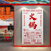 火锅店墙面装饰网红市井，复古怀旧风创意文化，背景贴纸画餐饮店挂画