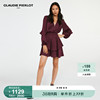 claudiepierlotoutlet女装气质，酒红色修身连衣裙短裙cfpro01805