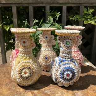 天然贝壳海螺花瓶，创意家居工艺品摆件，海边度假地中海风格装饰