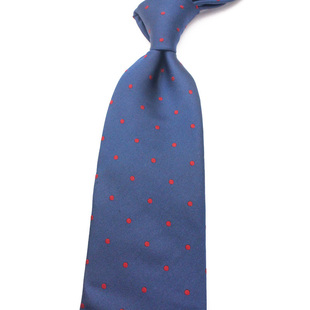 丝滑手感 出口精美礼盒装深蓝色底红色波点 男士商务真丝正装领带
