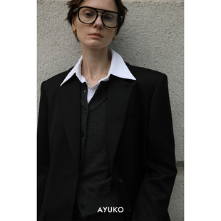 Ayuko｜高支高密精纺羊毛｜矜贵極简_直角宽肩西装/半裙/连衣裙