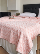 简约北欧纯色玫瑰花珊瑚牛奶绒兔兔绒加厚毛毯毯子沙发毯单人保暖
