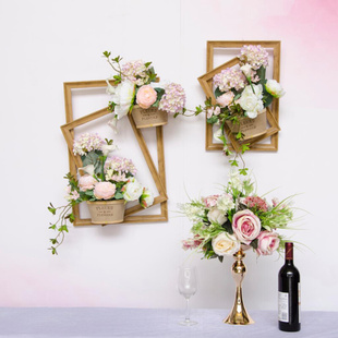 欧式仿真花艺立体相框花艺绢花创意家居婚庆壁饰壁挂装饰道具