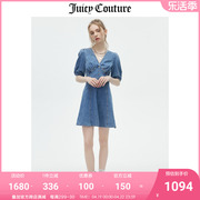 Juicy Couture橘滋连衣裙女2023夏季复古A版V领牛仔短袖裙子