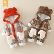 6-12月婴儿衣服冬季连体衣，加厚男宝宝冬装棉服，外出抱衣可爱衣服