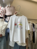 韩版春季时尚十三行通勤风甜美涂鸦印花短袖百搭圆领T恤上衣