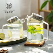 木笙玩物玻璃茶壶带盖夏季简约凉白开水壶家用大号柠檬薄荷茶水壶