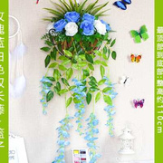 创意仿真花套装客厅壁挂花，壁挂吊篮玫瑰，假花植物墙壁阳台装饰花j.
