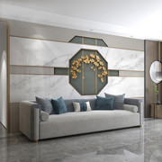 3d立体轻奢客厅沙发背景墙壁纸简约卧室床头墙布几何造型银杏壁画