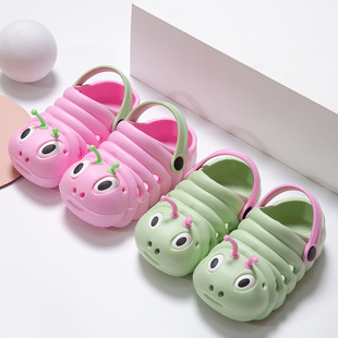 1-3岁儿童夏季毛毛虫童包头男女童宝宝洞洞鞋超软底防滑凉鞋