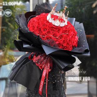 情人节玫瑰花束99朵红玫瑰花鲜花速递同城，北京花店生日送女友