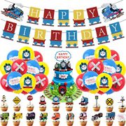 卡通托马斯小火车派对装饰Thomas儿童生日拉旗气球蛋糕插排用品