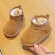 宝宝雪地靴冬季款加绒棉鞋1-2一3岁婴儿学步鞋男女童保暖软底短靴