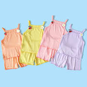 婴儿吊带套装夏季男女宝宝衣服夏装可爱背心空调服两件套背心套装