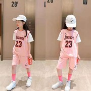 篮球服女童儿童套装夏装女孩女生学生速干训练服23号球衣运动短袖