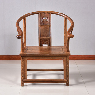 红木家具鸡翅木圈椅，仿古明清实木大号，休闲中式围椅太师椅子