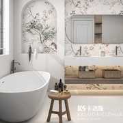 法式侘寂风花砖600x1200卫生间瓷砖厨房浴室墙砖微水泥地砖奶白色