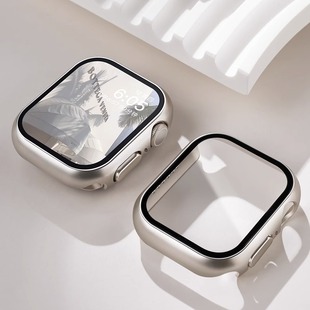 适用applewatchs9保护壳s8苹果iwatch8保护膜ultra手表，表壳9钢化膜，s7表带7一体全包se表套s6创意高级保护套