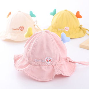 婴儿帽子春夏季薄款3-24个月，纯棉网眼可爱遮阳男女宝宝渔夫帽凉帽