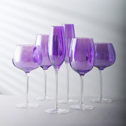 紫色黛拉高脚杯英国家用香槟杯北欧风水晶玻璃葡萄，酒杯红酒杯