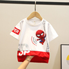 儿童夏季短袖蜘蛛侠t恤宝宝，婴儿超人半袖棉上衣男童透气衣服卡通