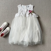 女童立体花朵白色纱裙连衣裙儿童，宝宝中大童，唯美公主裙蓬蓬裙