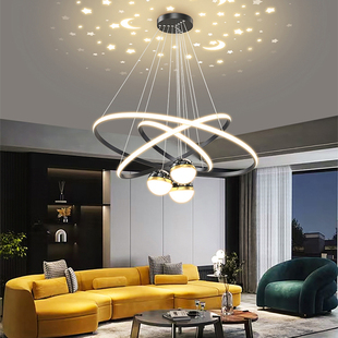 大厅吊灯现代简约创意个性满天星圆环设计师温馨浪漫极简风客厅灯