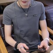 男士短袖t恤夏季2024圆领丅半袖个性韩版潮流装修身上衣0304h