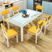 钢化玻璃餐桌椅组合简约现代长方形饭店出租房桌子家用小户型餐桌
