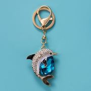 水晶海豚钥匙扣挂件可爱男女汽车链创意锁匙圈环个性网红书包挂饰