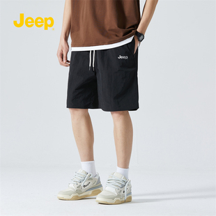 jeep吉普冰丝短裤男夏季薄款潮牌宽松运动五分，裤子男士速干沙滩裤