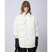 NMORE设计师品牌 秋冬 乳酪白创意logo绗绣廓形衬衫式长棉服