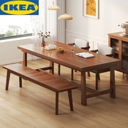 宜家餐桌实木腿现代简约轻奢长方形餐桌椅组合家用小户型吃饭桌子
