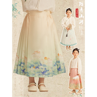 amybaby女童马面裙，2024儿童春秋款，国风超仙气质新中式长裙