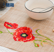 dmc十字绣套件花卉家居，隔热餐垫塑料布餐垫系列热情罂粟