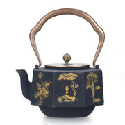 铁茶壶铸铁壶煮茶壶摆件新中式家用烧水壶日式生铁壶铜把铜盖1.2L