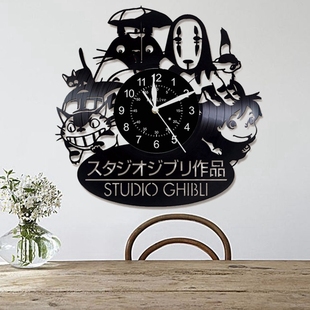 龙猫创意黑胶复古装饰艺术，可爱挂钟简约精美太阳机芯家用轻奢壁钟
