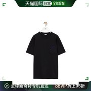 欧洲直邮LOEWE/罗意威23 男黑色棉质平纹常规宽松版短袖T恤