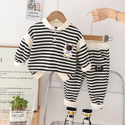 婴儿衣服秋季小孩洋气纯棉，卫衣分体套装八9个月，一2岁男宝宝春秋装