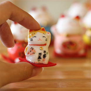 zakka陶瓷招财猫迷你可爱创意，桌面小摆件日式家居装饰工艺品车饰