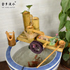 竹流水风水轮水车流水喷泉，摆件装饰造景陶瓷鱼缸过滤器竹子流水器